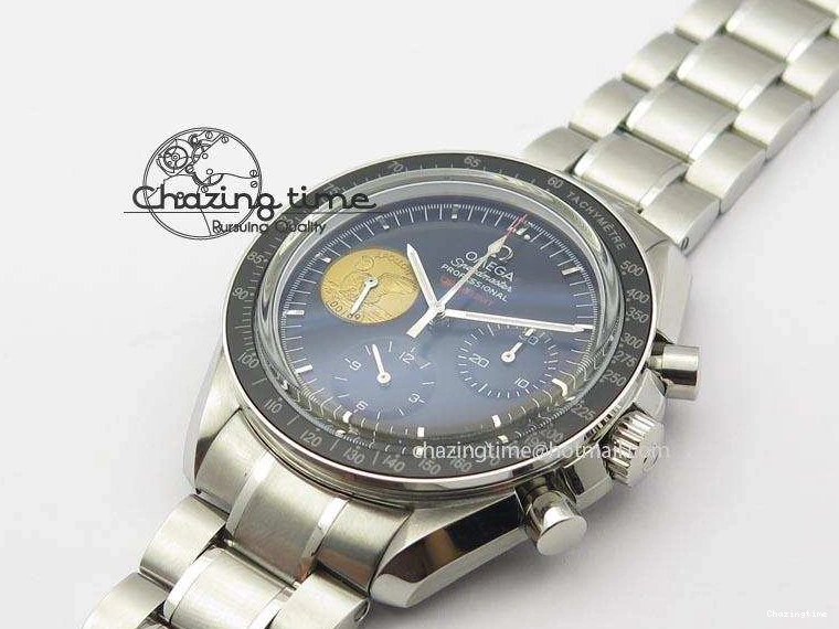 0524 Effortless Speedmaster Apollo 11 On SS Bracelet Manual Winding Chrono Movement 8225